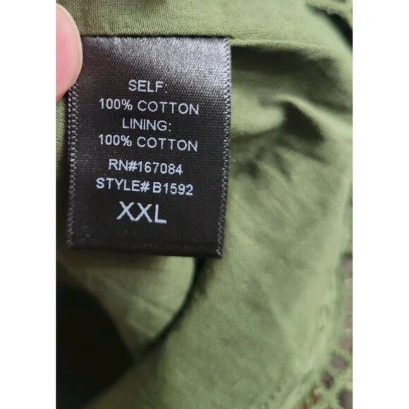 Tuckernuck Maryse Caftan Dress XXL Army Green Eyelet Lace NWT $298 Cotton - Picture 9 of 11